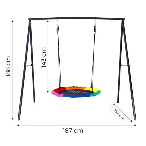 Huśtawka Ogrodowa Dla Dzieci Bocianie Gniazdo 100 Cm Stalowy Stelaż Ecotoys