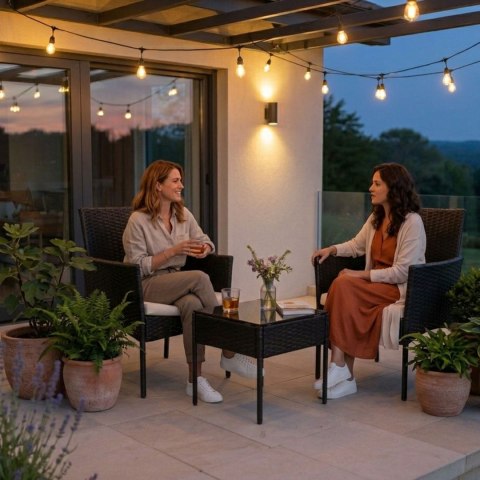 Komplet Mebli Ogrodowych Z Technorattanu 2 Krzesła Stolik Czarny Multigarden