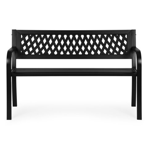 Ławka Ogrodowa Z Ażurowym Oparciem 120x50 Cm Metalowa Parkowa Czarna Multigarden