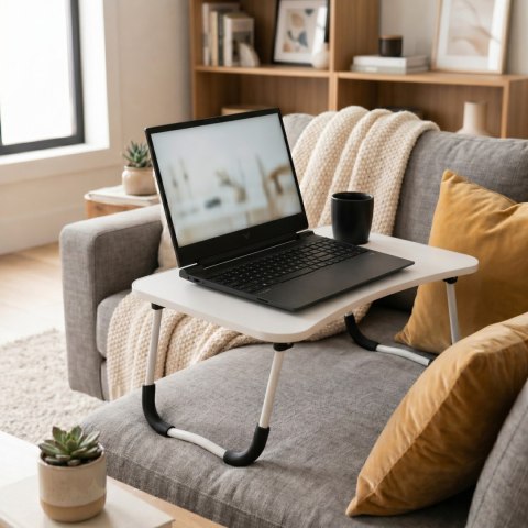 Podstawka Pod Laptopa Składana Stolik Do Łóżka 60x40 Cm Biała Modernhome
