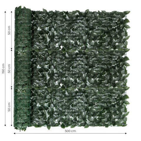Sztuczny Bluszcz Żywopłot 3 Szt. 500x150 Cm Zielona Osłona Na Balkon Maskująca