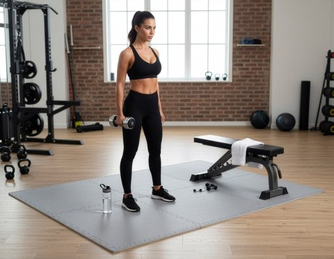 Mata ochronna fitness szara 18 elementów