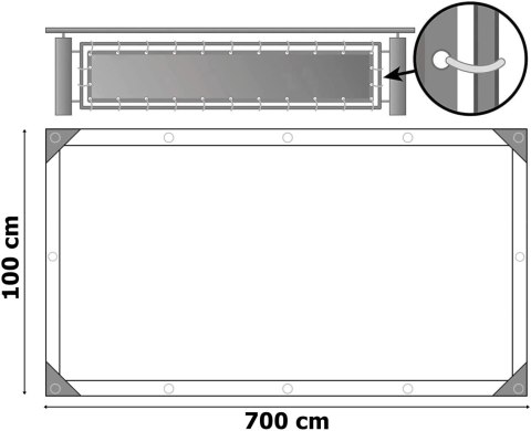 Osłona mata balkonowa szara 1x7 m