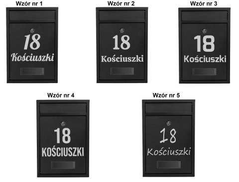 Skrzynka pocztowa na listy Gustav czarna z napisami
