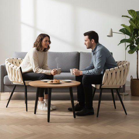 Krzesło welurowe plecione ASTON VELVET beżowe
