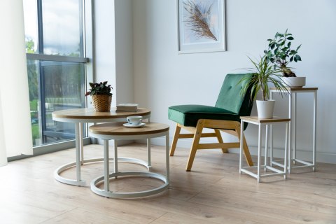 Stoliki kawowe loft Galen Craft Biały zestaw 2 sztuk