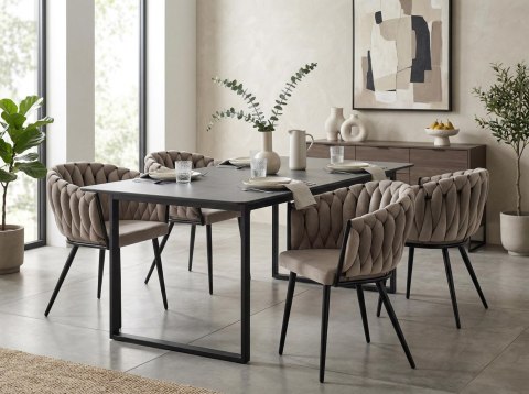 Krzesło welurowe plecione ASTON VELVET taupe