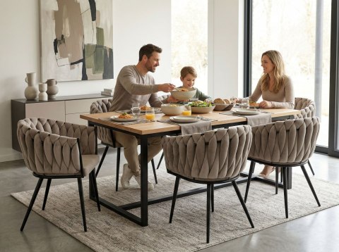 Krzesło welurowe plecione ASTON VELVET taupe