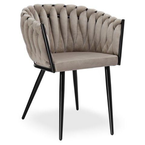 Krzesło welurowe plecione ASTON VELVET taupe