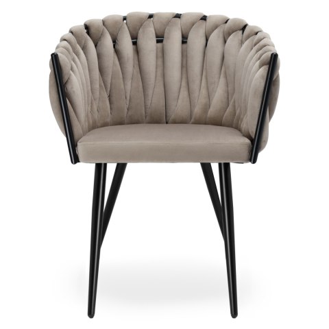 Krzesło welurowe plecione ASTON VELVET taupe