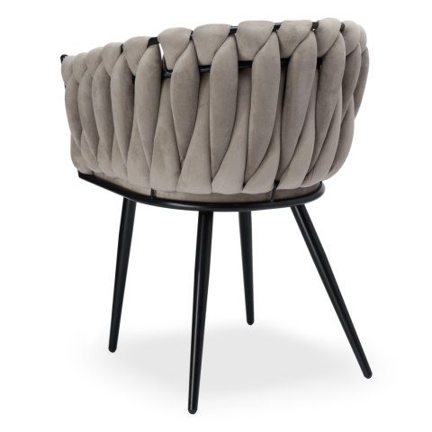 Krzesło welurowe plecione ASTON VELVET taupe