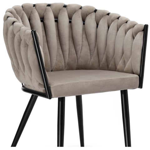 Krzesło welurowe plecione ASTON VELVET taupe