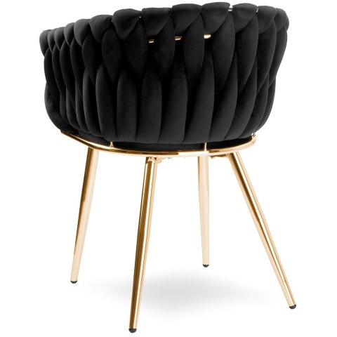 Krzesło welurowe plecione COFTON Gold VELVET Czarny