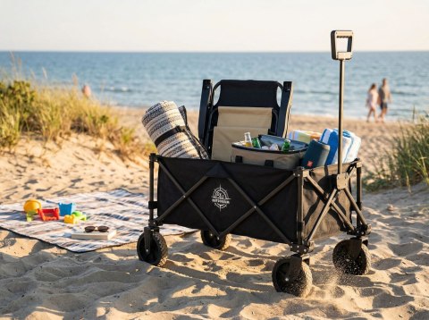 Wózek ogrodowy plażowy składany WAGEN czarny