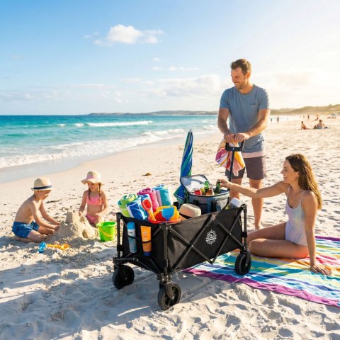 Wózek ogrodowy plażowy składany WAGEN czarny