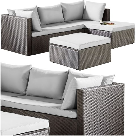 Zestaw mebli ogrodowych FLORENCJA szary sofa otomana