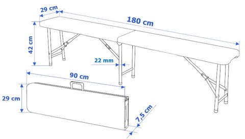 Ławka cateringowa składana w walizkę 180 cm RATTAN czarna