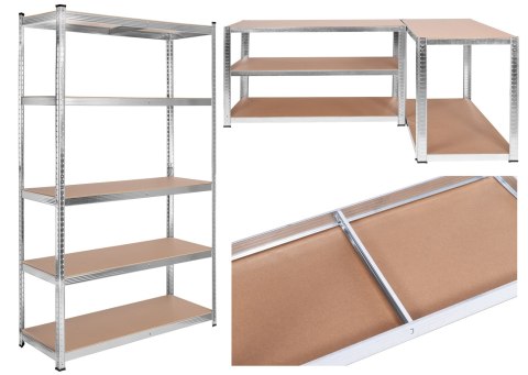 Regał stalowy magazynowy 200kg 5 poziomów 205x120x45 cm ocynkowany