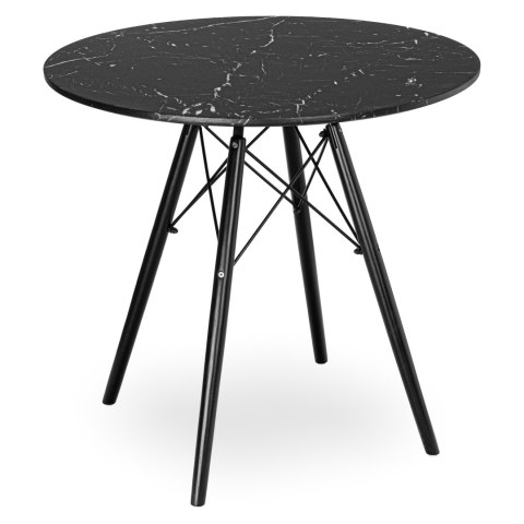 Stolik okrągły PARIS BLACK DTW 80 cm marmur czarny