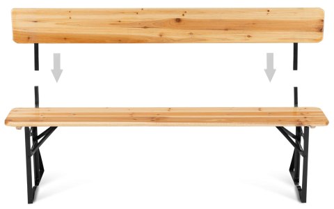Zestaw ogrodowy stalowo-drewniany PORTER 170 cm stół+ 2 ławki