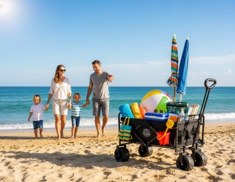 Wózek ogrodowy plażowy składany KORAL czarny