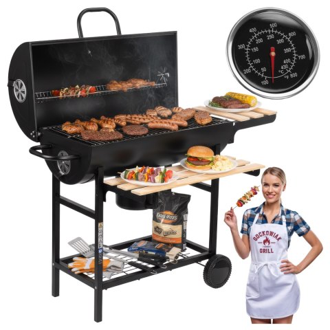 Grill węglowy ogrodowy 2 ruszty popielnik BAREL WOOD