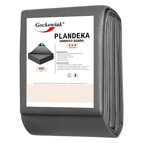 Plandeka 2x3m szara GRENTO 260GSM