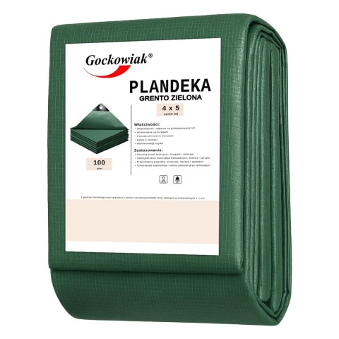 Plandeka 4x5m zielona GRENTO 100GSM