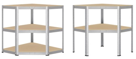 Regał magazynowy narożny 5 poziomów 875 kg 180 x 70 x 40 cm