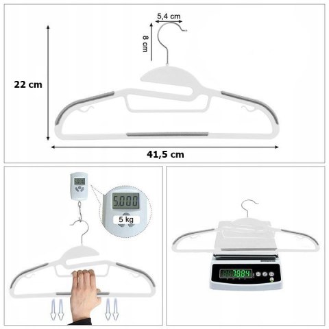 Wieszak Flexi komplet 10 sztuk biało-szary