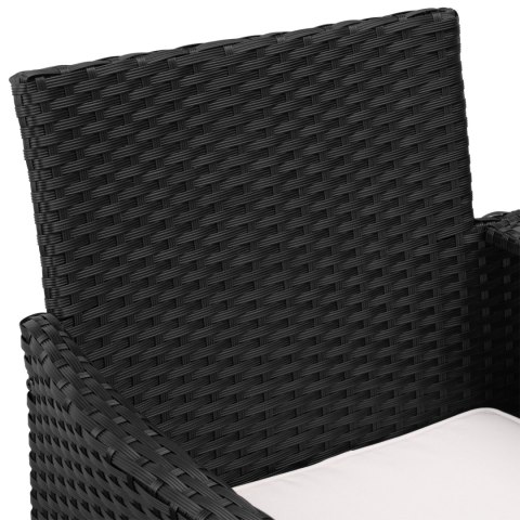 Ławka ogrodowa z technorattanu sofa CORDOBA czarna z beżowymi poduszkami