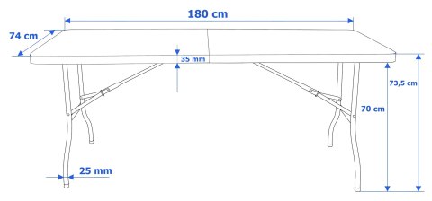 Stół cateringowy FETA składany w walizkę 180 cm czarny