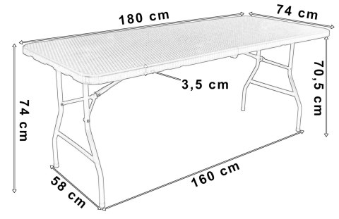 Zestaw cateringowy RATTAN stół 180 cm + 6 krzeseł