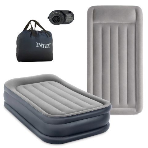 Jednoosobowy materac dmuchany 99x191x42 cm łóżko pompka 220V INTEX 64132 ND