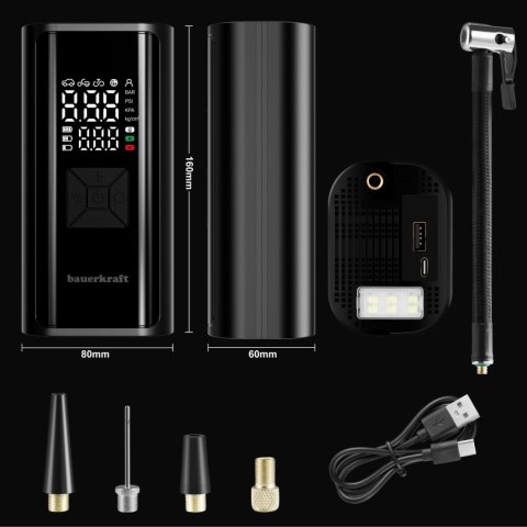 Pompka rowerowa elektryczna kompresor do opon powerbank 6000mAh latarka LED