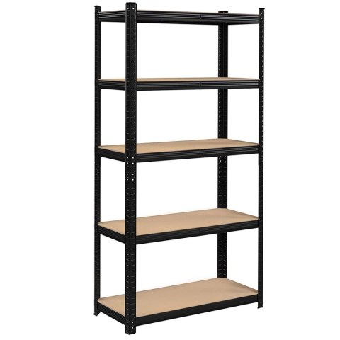 Regał magazynowy metalowy czarny 2w1 5 jasnych półek 150x75x30 cm