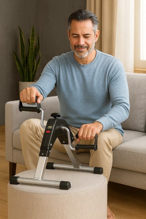 Rowerek treningowy rower rehabilitacyjny składany rotor 2w1 wyświetlacz LCD czarny