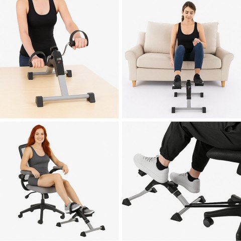 Rowerek treningowy rower rehabilitacyjny składany rotor 2w1 wyświetlacz LCD czarny