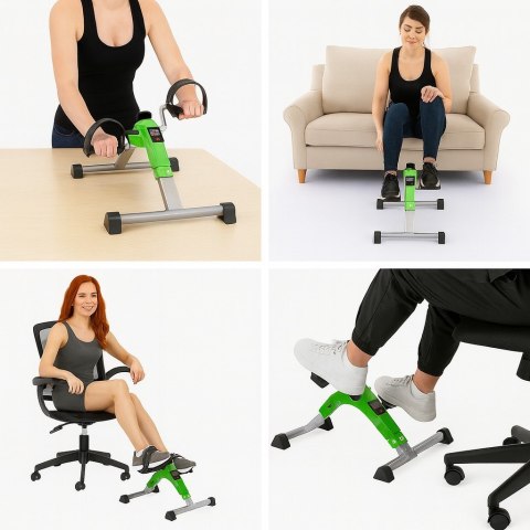 Rowerek treningowy rower rehabilitacyjny składany rotor 2w1 wyświetlacz LCD zielony