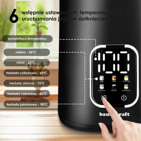 Czajnik elektryczny bezprzewodowy 1,7l czarny smart z regulacją temperatury Bauerkraft
