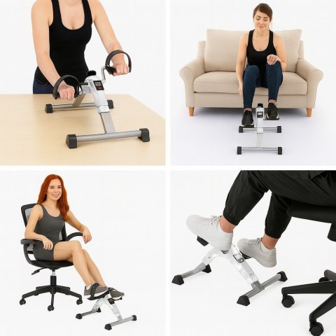Rowerek treningowy rower rehabilitacyjny składany rotor 2w1 wyświetlacz LCD biały