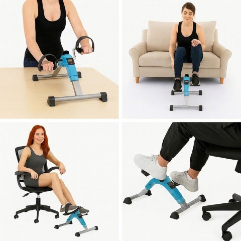 Rowerek treningowy rower rehabilitacyjny składany rotor 2w1 wyświetlacz LCD niebieski