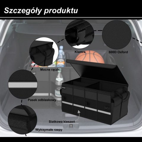 Składany antypoślizgowy organizer samochodowy do bagażnika torba do auta czarny