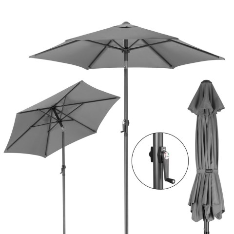 Składany parasol ogrodowy balkonowy regulowany 200 cm grafitowy 50UV Bauerkraft