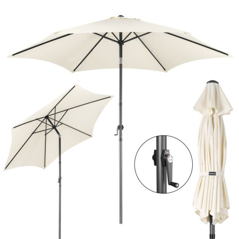 Składany parasol ogrodowy balkonowy regulowany 300 cm beżowy 50UV Bauerkraft
