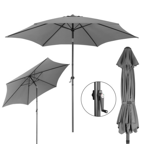 Składany parasol ogrodowy balkonowy regulowany 300 cm grafitowy 50UV Bauerkraft