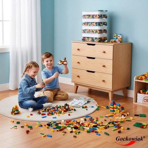 Pudełko 4-piętrowe na zabawki klocki LEGOS