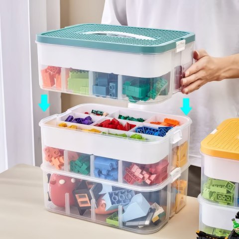 Pudełko 4-piętrowe na zabawki klocki LEGOS