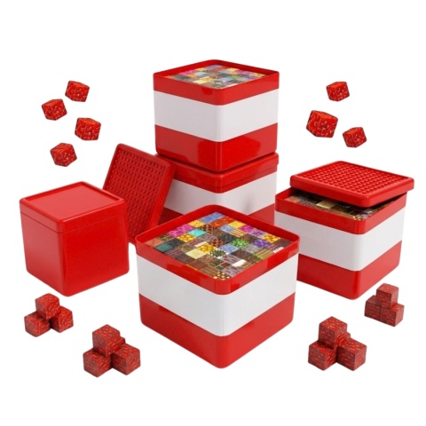 Klocki Magnetyczne Pixele 300 Elementów (290+10 Figurek) – GIGA CZAD, Czerwone Pudełko
