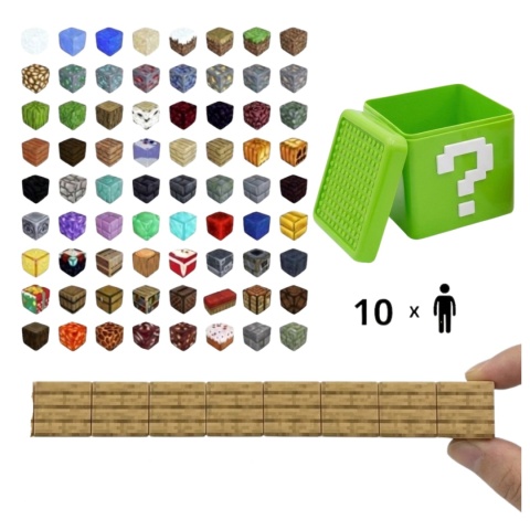 Klocki Magnetyczne Pixele 300 Elementów (290 Klocków + 10 Figurek) – Zestaw GIGA CZAD, Zielone Pudełko
